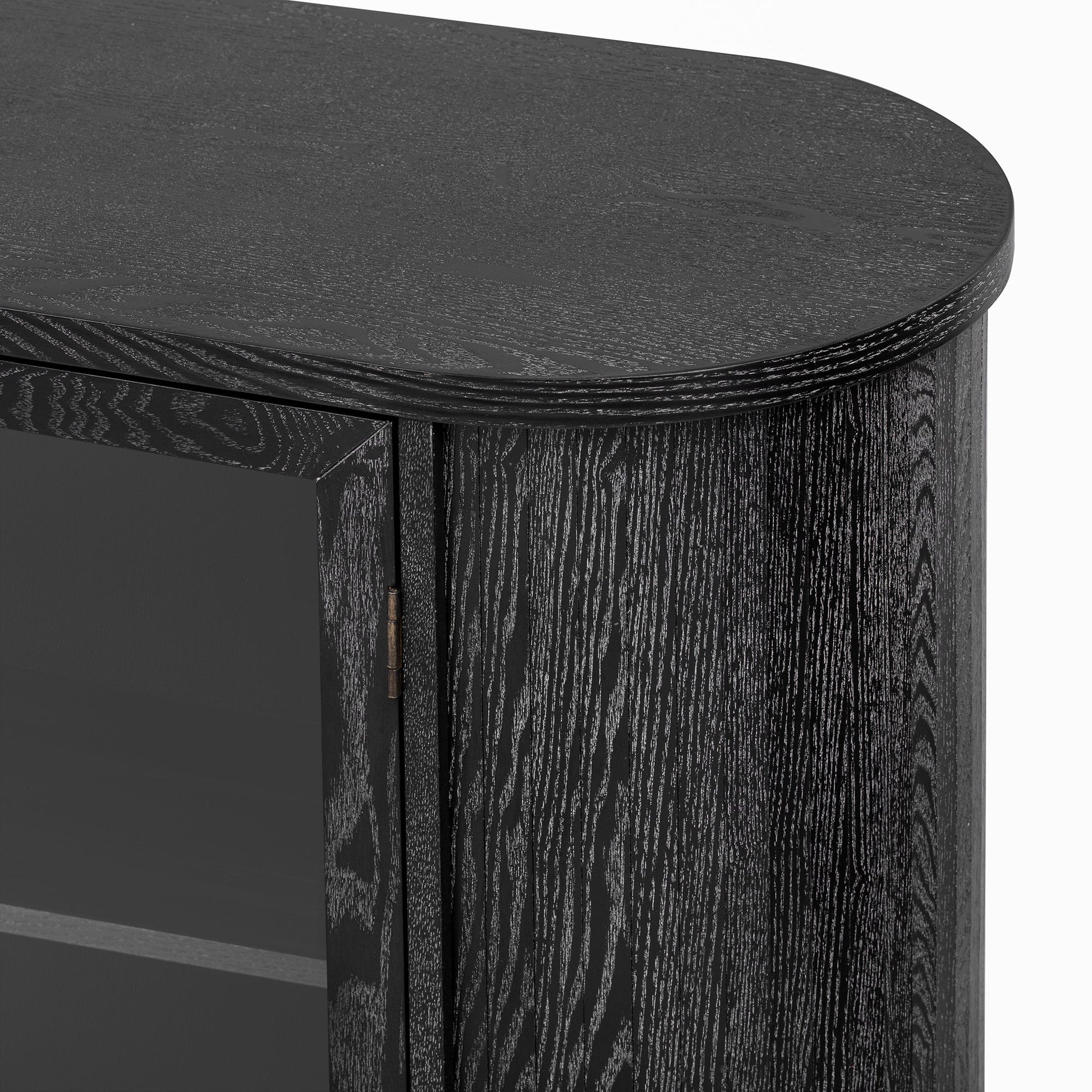 TREXM Farmhouse Sideboard Cabinet with Storage, Wood Buffet Cabinet with Glass Doors and Adjustable Shelves for Kitchen, Dining Room and Living Room (Black) - 1st Choice Furniture Direct