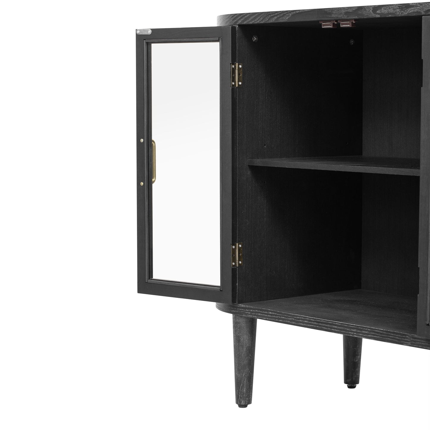TREXM Farmhouse Sideboard Cabinet with Storage, Wood Buffet Cabinet with Glass Doors and Adjustable Shelves for Kitchen, Dining Room and Living Room (Black) - 1st Choice Furniture Direct
