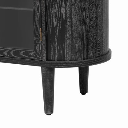 TREXM Farmhouse Sideboard Cabinet with Storage, Wood Buffet Cabinet with Glass Doors and Adjustable Shelves for Kitchen, Dining Room and Living Room (Black) - 1st Choice Furniture Direct
