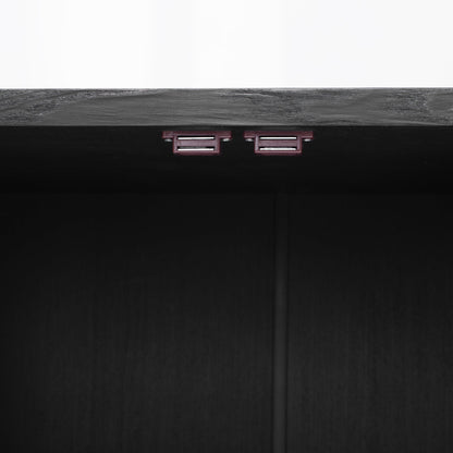 TREXM Farmhouse Sideboard Cabinet with Storage, Wood Buffet Cabinet with Glass Doors and Adjustable Shelves for Kitchen, Dining Room and Living Room (Black) - 1st Choice Furniture Direct