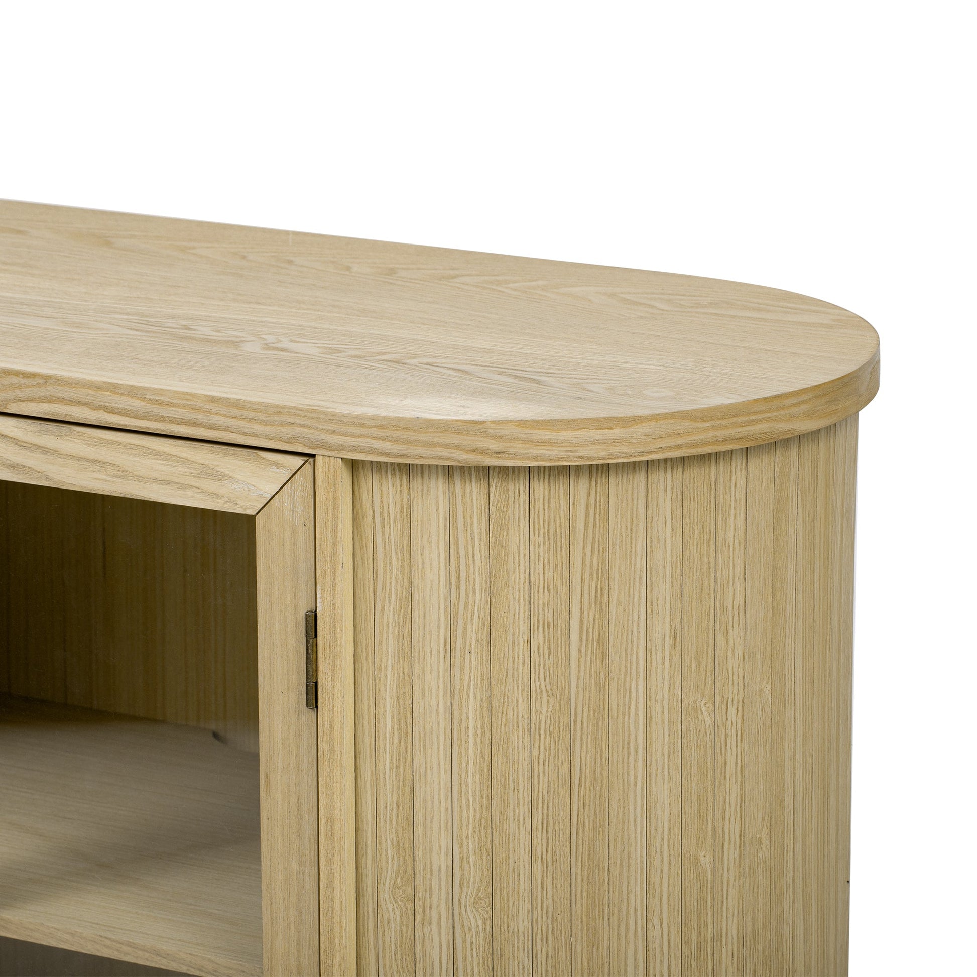 TREXM Farmhouse Sideboard Cabinet with Storage, Wood Buffet Cabinet with Glass Doors and Adjustable Shelves for Kitchen, Dining Room and Living Room (Natural) - 1st Choice Furniture Direct