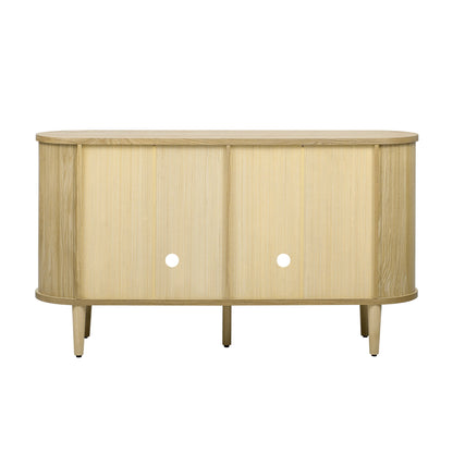 TREXM Farmhouse Sideboard Cabinet with Storage, Wood Buffet Cabinet with Glass Doors and Adjustable Shelves for Kitchen, Dining Room and Living Room (Natural) - 1st Choice Furniture Direct