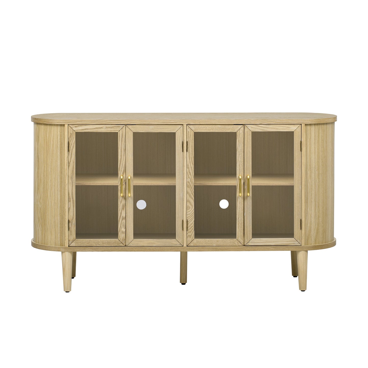 TREXM Farmhouse Sideboard Cabinet with Storage, Wood Buffet Cabinet with Glass Doors and Adjustable Shelves for Kitchen, Dining Room and Living Room (Natural) - 1st Choice Furniture Direct