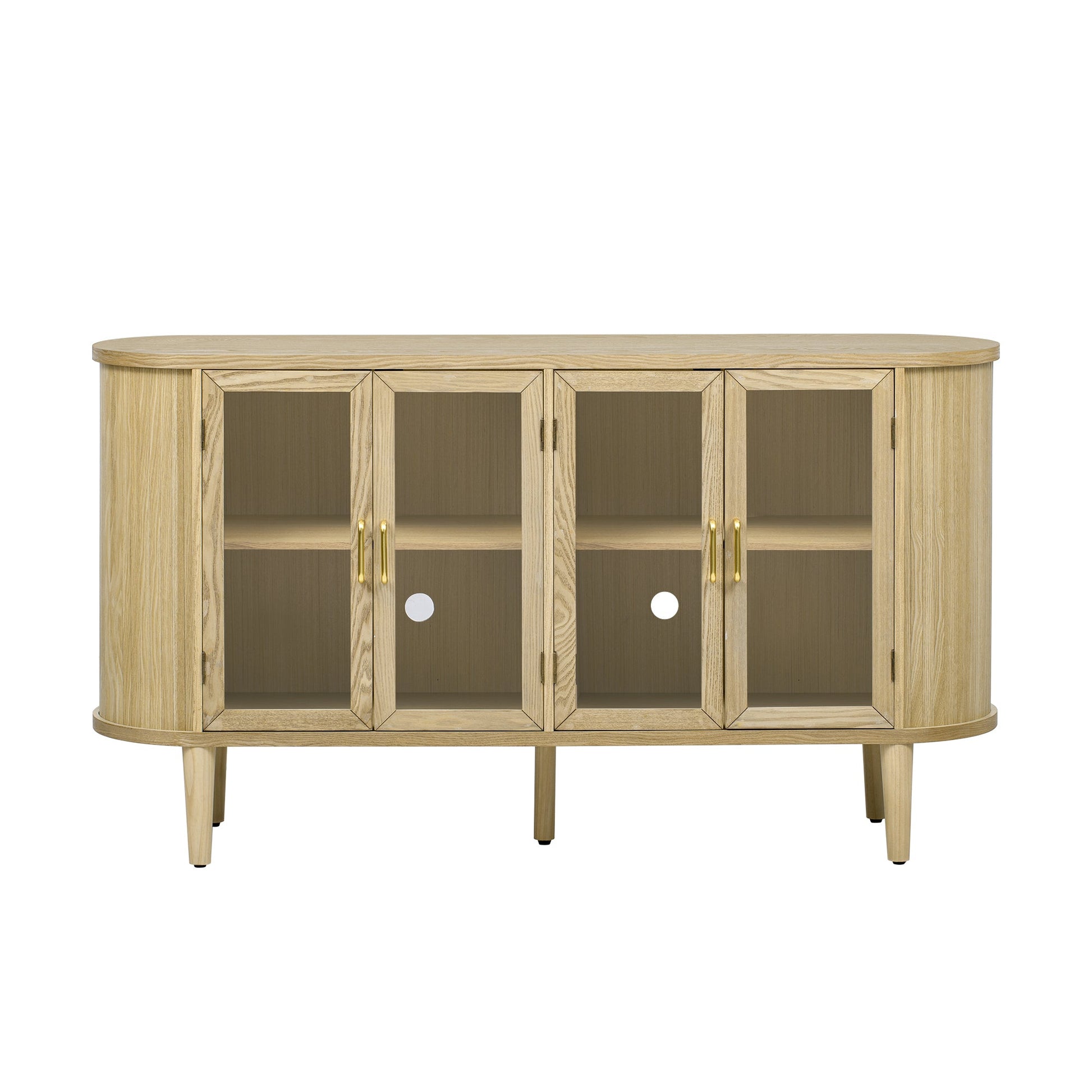 TREXM Farmhouse Sideboard Cabinet with Storage, Wood Buffet Cabinet with Glass Doors and Adjustable Shelves for Kitchen, Dining Room and Living Room (Natural) - 1st Choice Furniture Direct