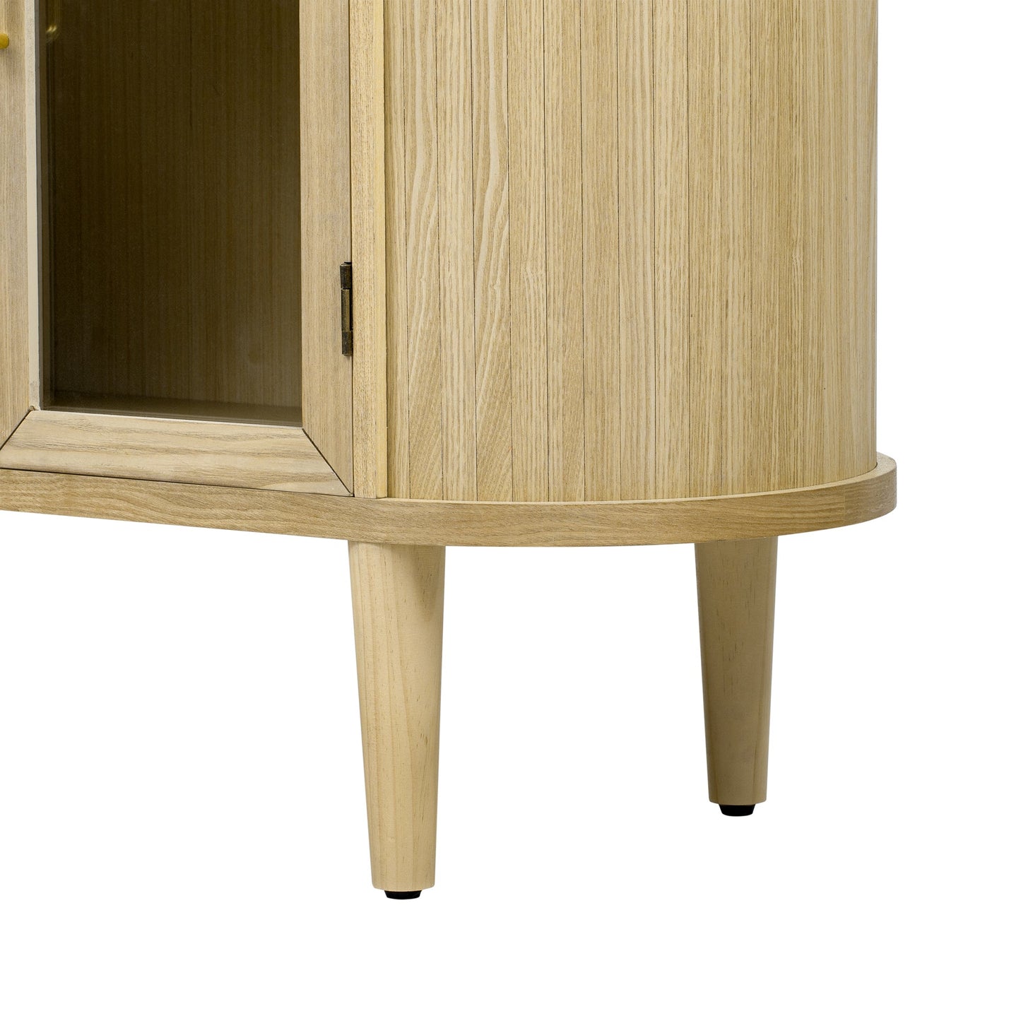 TREXM Farmhouse Sideboard Cabinet with Storage, Wood Buffet Cabinet with Glass Doors and Adjustable Shelves for Kitchen, Dining Room and Living Room (Natural) - 1st Choice Furniture Direct