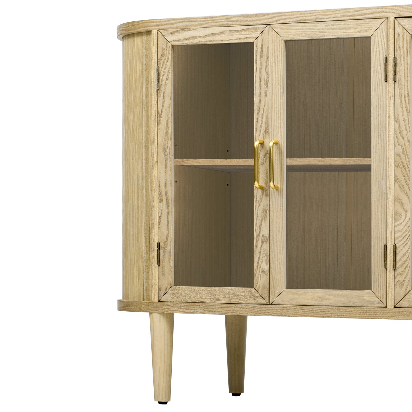 TREXM Farmhouse Sideboard Cabinet with Storage, Wood Buffet Cabinet with Glass Doors and Adjustable Shelves for Kitchen, Dining Room and Living Room (Natural) - 1st Choice Furniture Direct
