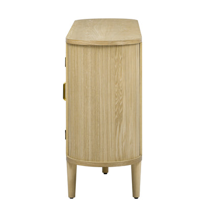 TREXM Farmhouse Sideboard Cabinet with Storage, Wood Buffet Cabinet with Glass Doors and Adjustable Shelves for Kitchen, Dining Room and Living Room (Natural) - 1st Choice Furniture Direct