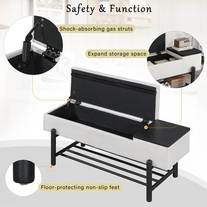TREXM Farmhouse Upholstered Storage Bench with Hidden Compartment, Modern Entryway Bench for Living Room, Entryway, and Hallways (Black) - 1st Choice Furniture Direct