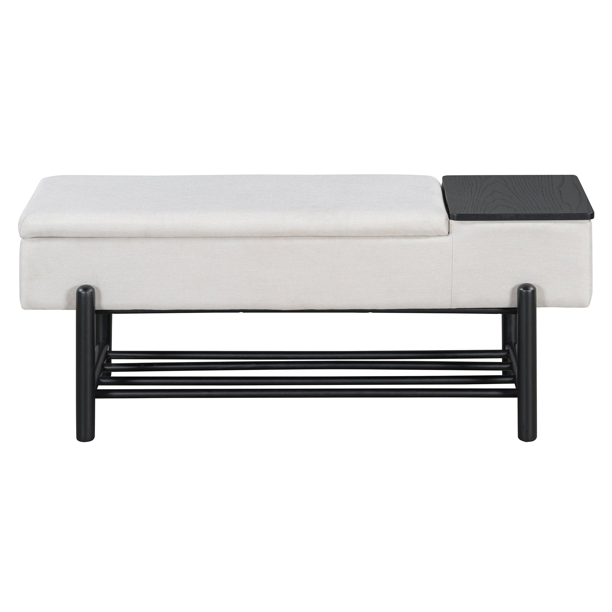 TREXM Farmhouse Upholstered Storage Bench with Hidden Compartment, Modern Entryway Bench for Living Room, Entryway, and Hallways (Black) - 1st Choice Furniture Direct