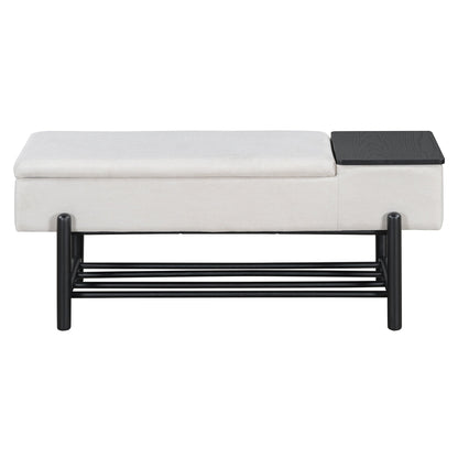 TREXM Farmhouse Upholstered Storage Bench with Hidden Compartment, Modern Entryway Bench for Living Room, Entryway, and Hallways (Black) - 1st Choice Furniture Direct