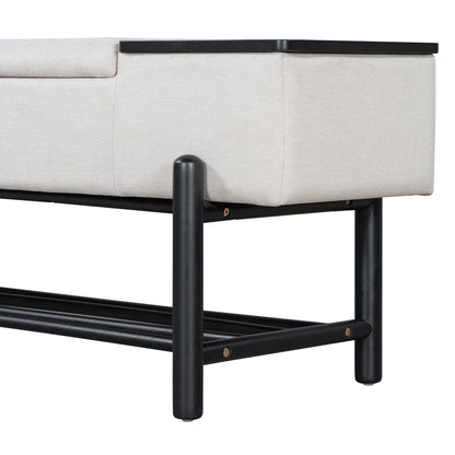 TREXM Farmhouse Upholstered Storage Bench with Hidden Compartment, Modern Entryway Bench for Living Room, Entryway, and Hallways (Black) - 1st Choice Furniture Direct