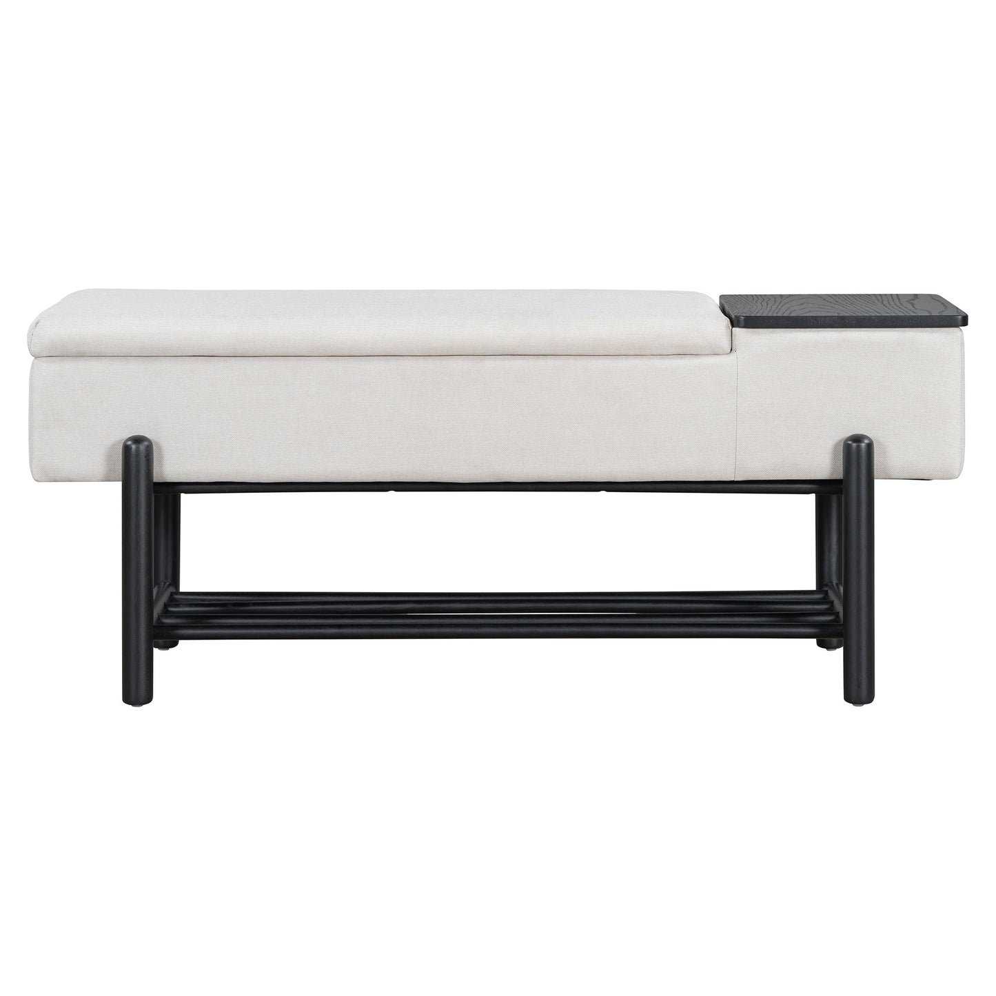 TREXM Farmhouse Upholstered Storage Bench with Hidden Compartment, Modern Entryway Bench for Living Room, Entryway, and Hallways (Black) - 1st Choice Furniture Direct