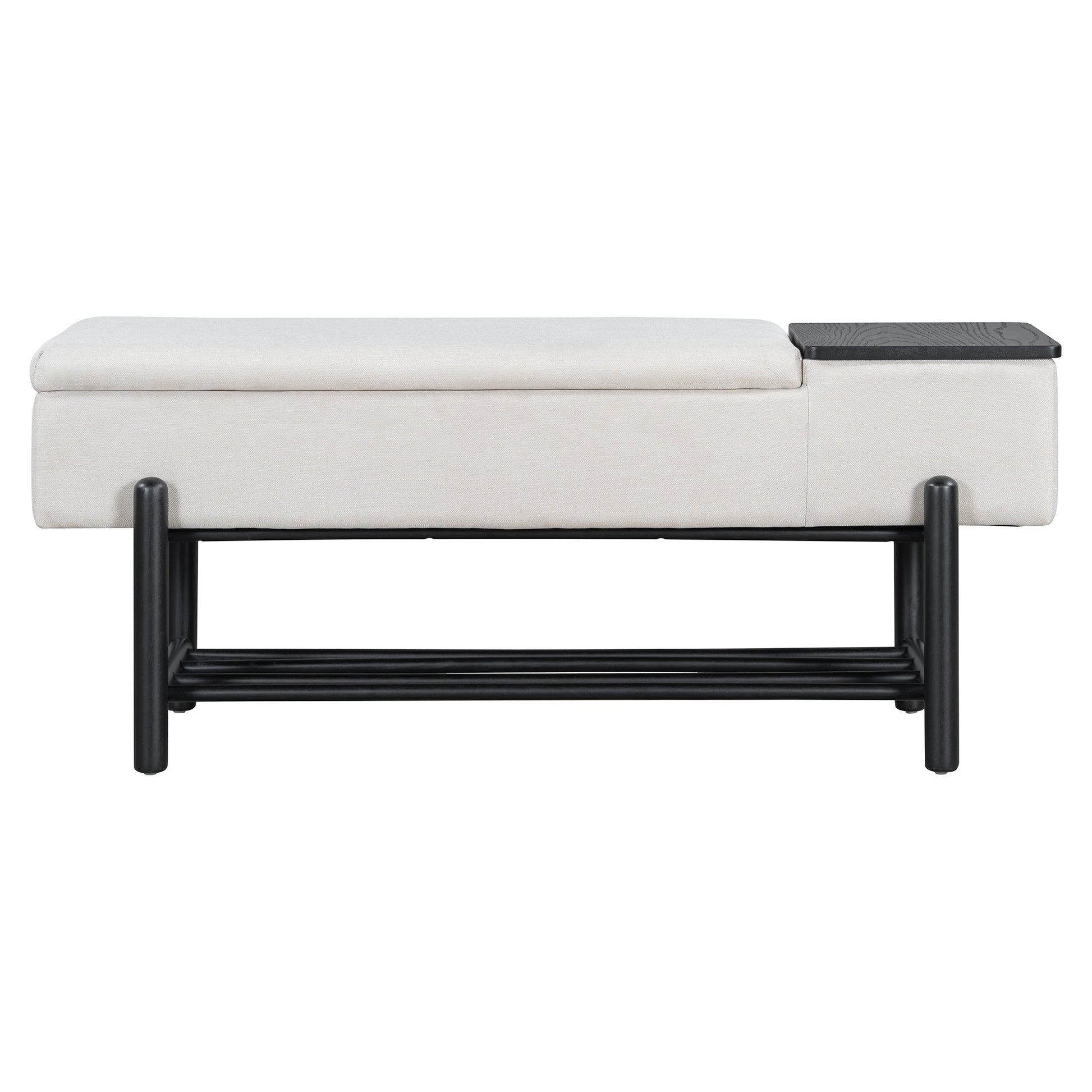 TREXM Farmhouse Upholstered Storage Bench with Hidden Compartment, Modern Entryway Bench for Living Room, Entryway, and Hallways (Black) - 1st Choice Furniture Direct