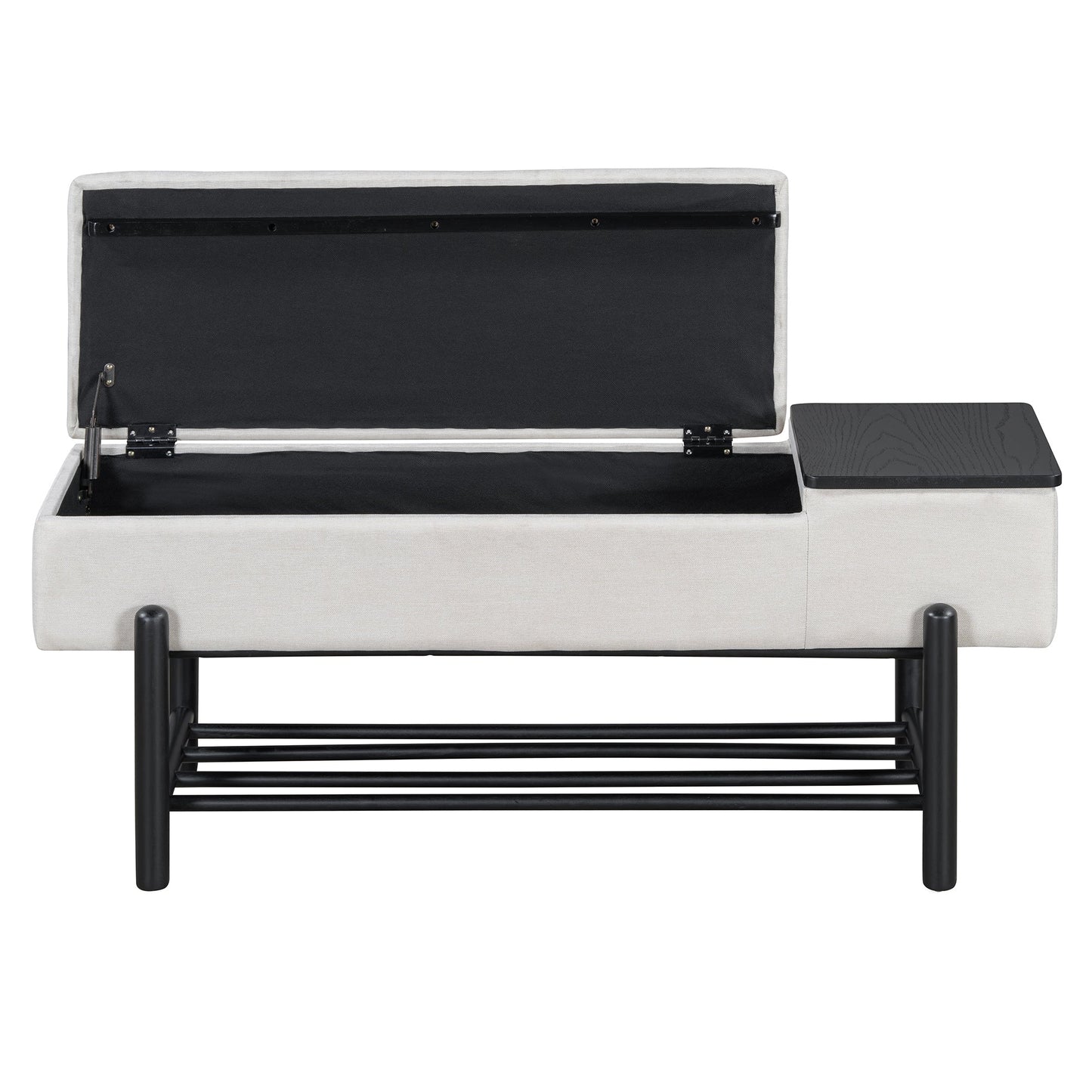 TREXM Farmhouse Upholstered Storage Bench with Hidden Compartment, Modern Entryway Bench for Living Room, Entryway, and Hallways (Black) - 1st Choice Furniture Direct