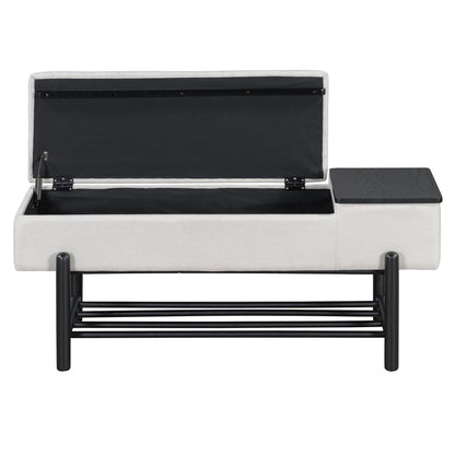 TREXM Farmhouse Upholstered Storage Bench with Hidden Compartment, Modern Entryway Bench for Living Room, Entryway, and Hallways (Black) - 1st Choice Furniture Direct