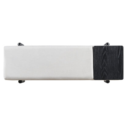 TREXM Farmhouse Upholstered Storage Bench with Hidden Compartment, Modern Entryway Bench for Living Room, Entryway, and Hallways (Black) - 1st Choice Furniture Direct