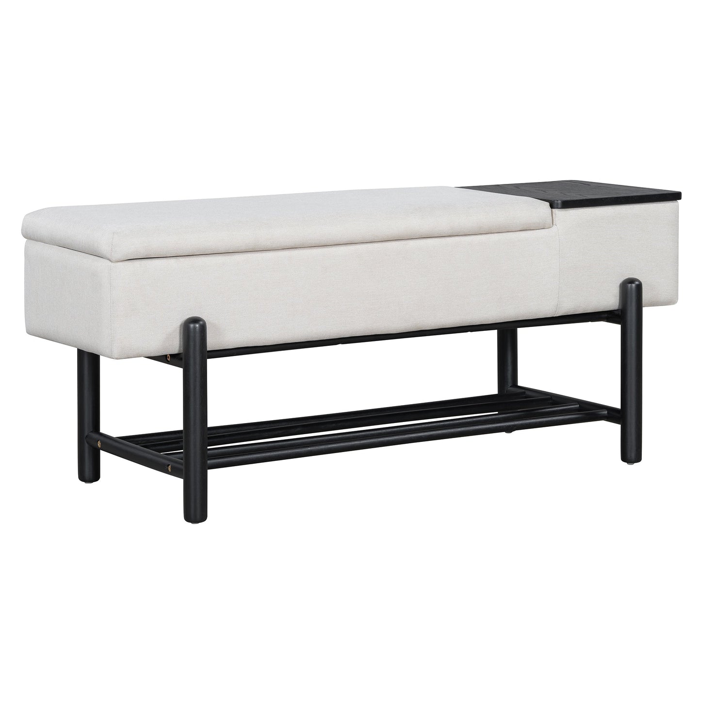 TREXM Farmhouse Upholstered Storage Bench with Hidden Compartment, Modern Entryway Bench for Living Room, Entryway, and Hallways (Black) - 1st Choice Furniture Direct