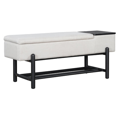 TREXM Farmhouse Upholstered Storage Bench with Hidden Compartment, Modern Entryway Bench for Living Room, Entryway, and Hallways (Black) - 1st Choice Furniture Direct
