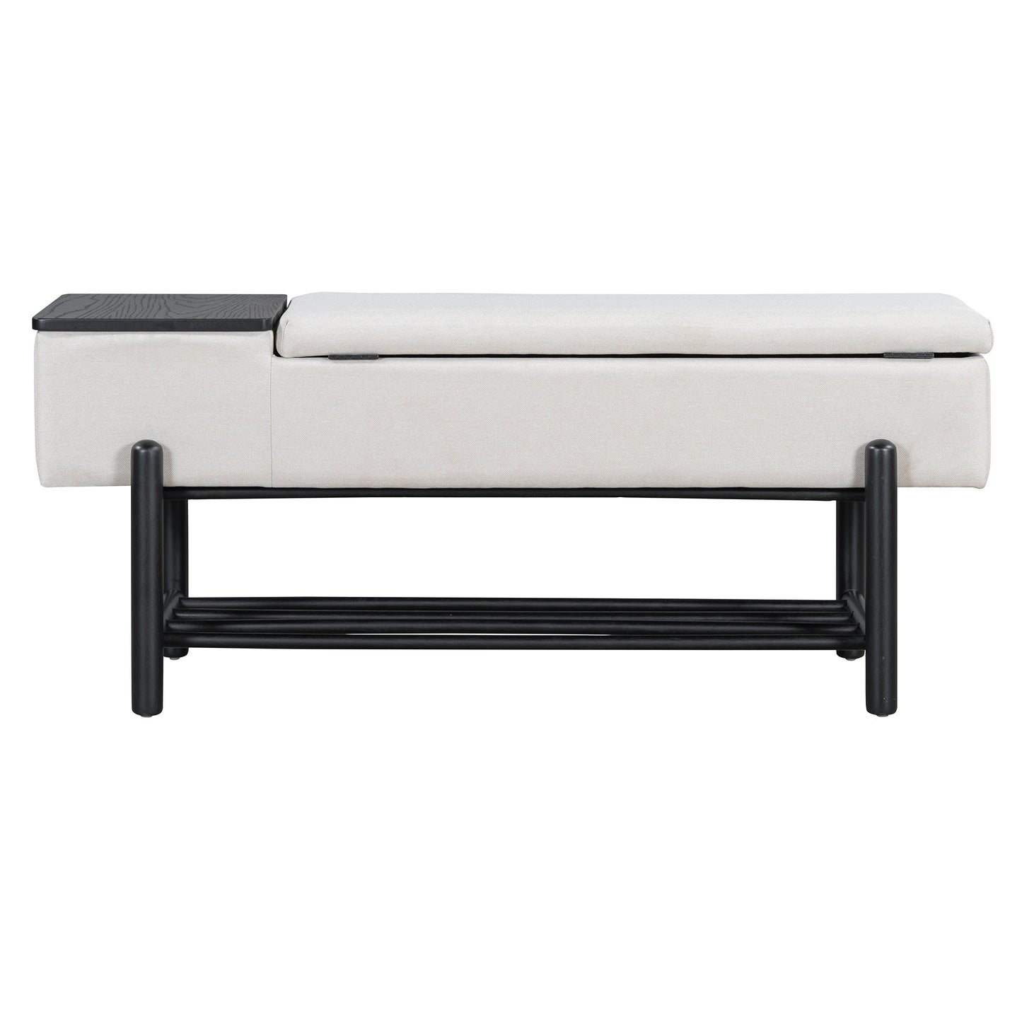 TREXM Farmhouse Upholstered Storage Bench with Hidden Compartment, Modern Entryway Bench for Living Room, Entryway, and Hallways (Black) - 1st Choice Furniture Direct