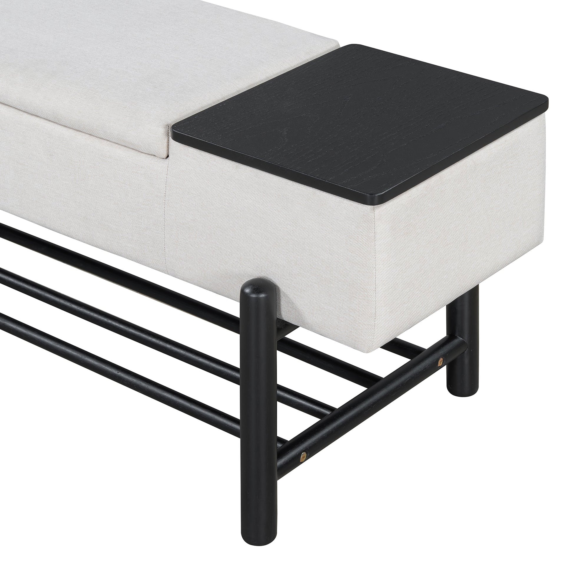 TREXM Farmhouse Upholstered Storage Bench with Hidden Compartment, Modern Entryway Bench for Living Room, Entryway, and Hallways (Black) - 1st Choice Furniture Direct