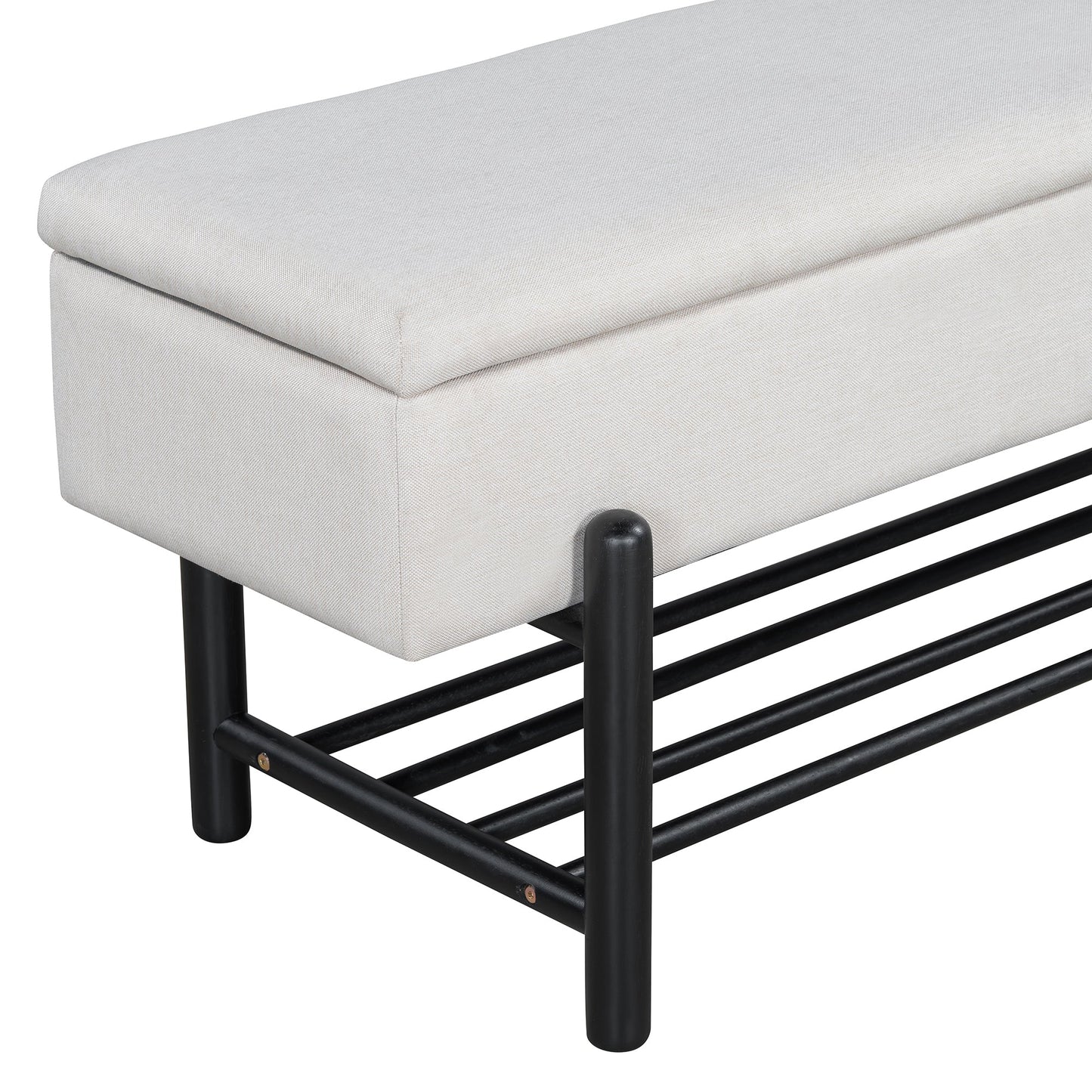 TREXM Farmhouse Upholstered Storage Bench with Hidden Compartment, Modern Entryway Bench for Living Room, Entryway, and Hallways (Black) - 1st Choice Furniture Direct