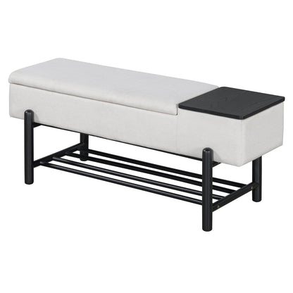 TREXM Farmhouse Upholstered Storage Bench with Hidden Compartment, Modern Entryway Bench for Living Room, Entryway, and Hallways (Black) - 1st Choice Furniture Direct