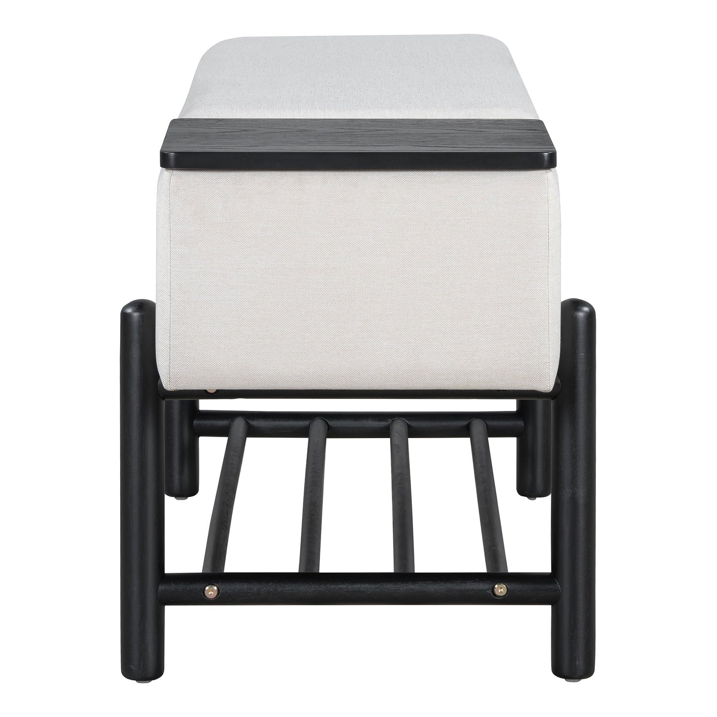 TREXM Farmhouse Upholstered Storage Bench with Hidden Compartment, Modern Entryway Bench for Living Room, Entryway, and Hallways (Black) - 1st Choice Furniture Direct
