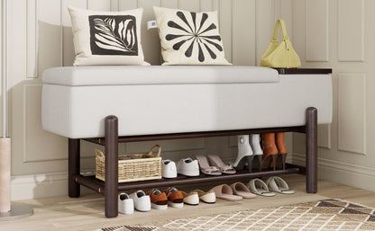 TREXM Farmhouse Upholstered Storage Bench with Hidden Compartment, Modern Entryway Bench for Living Room, Entryway, and Hallways (Espresso) - 1st Choice Furniture Direct