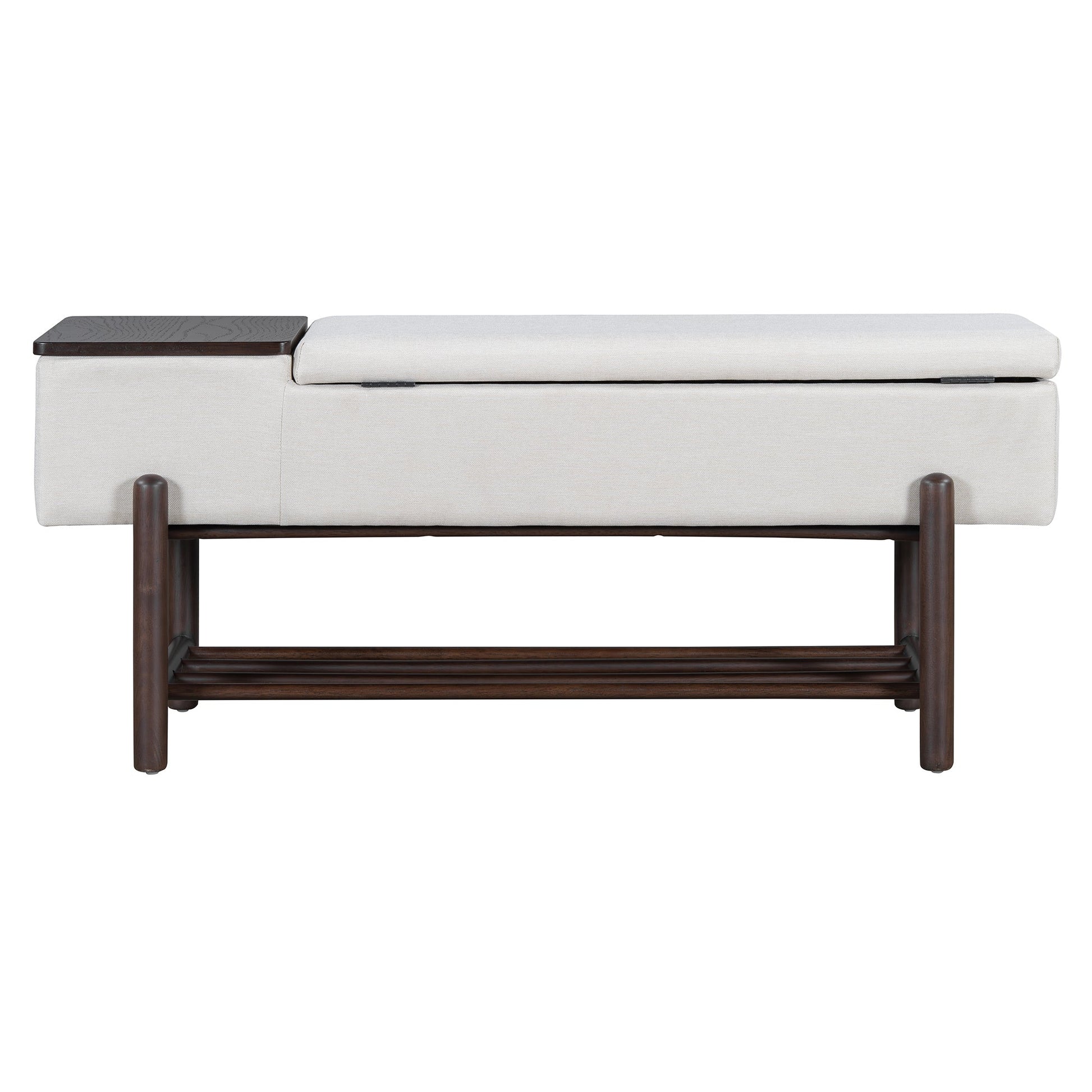 TREXM Farmhouse Upholstered Storage Bench with Hidden Compartment, Modern Entryway Bench for Living Room, Entryway, and Hallways (Espresso) - 1st Choice Furniture Direct