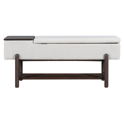TREXM Farmhouse Upholstered Storage Bench with Hidden Compartment, Modern Entryway Bench for Living Room, Entryway, and Hallways (Espresso) - 1st Choice Furniture Direct