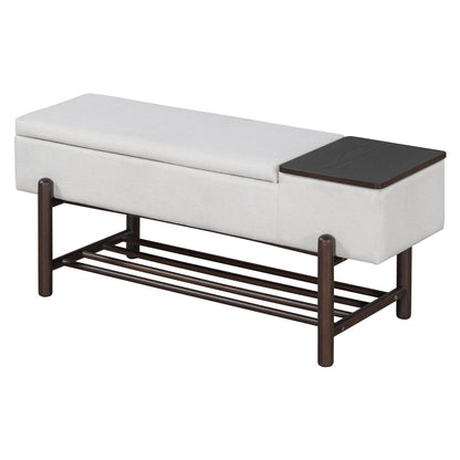 TREXM Farmhouse Upholstered Storage Bench with Hidden Compartment, Modern Entryway Bench for Living Room, Entryway, and Hallways (Espresso) - 1st Choice Furniture Direct