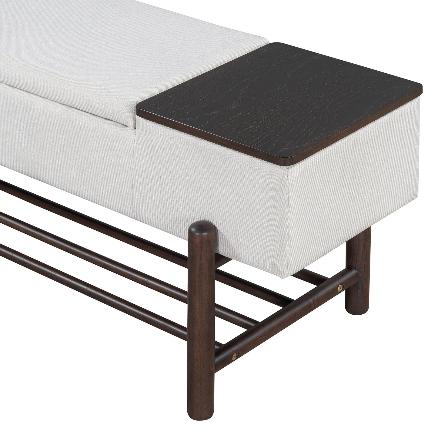 TREXM Farmhouse Upholstered Storage Bench with Hidden Compartment, Modern Entryway Bench for Living Room, Entryway, and Hallways (Espresso) - 1st Choice Furniture Direct