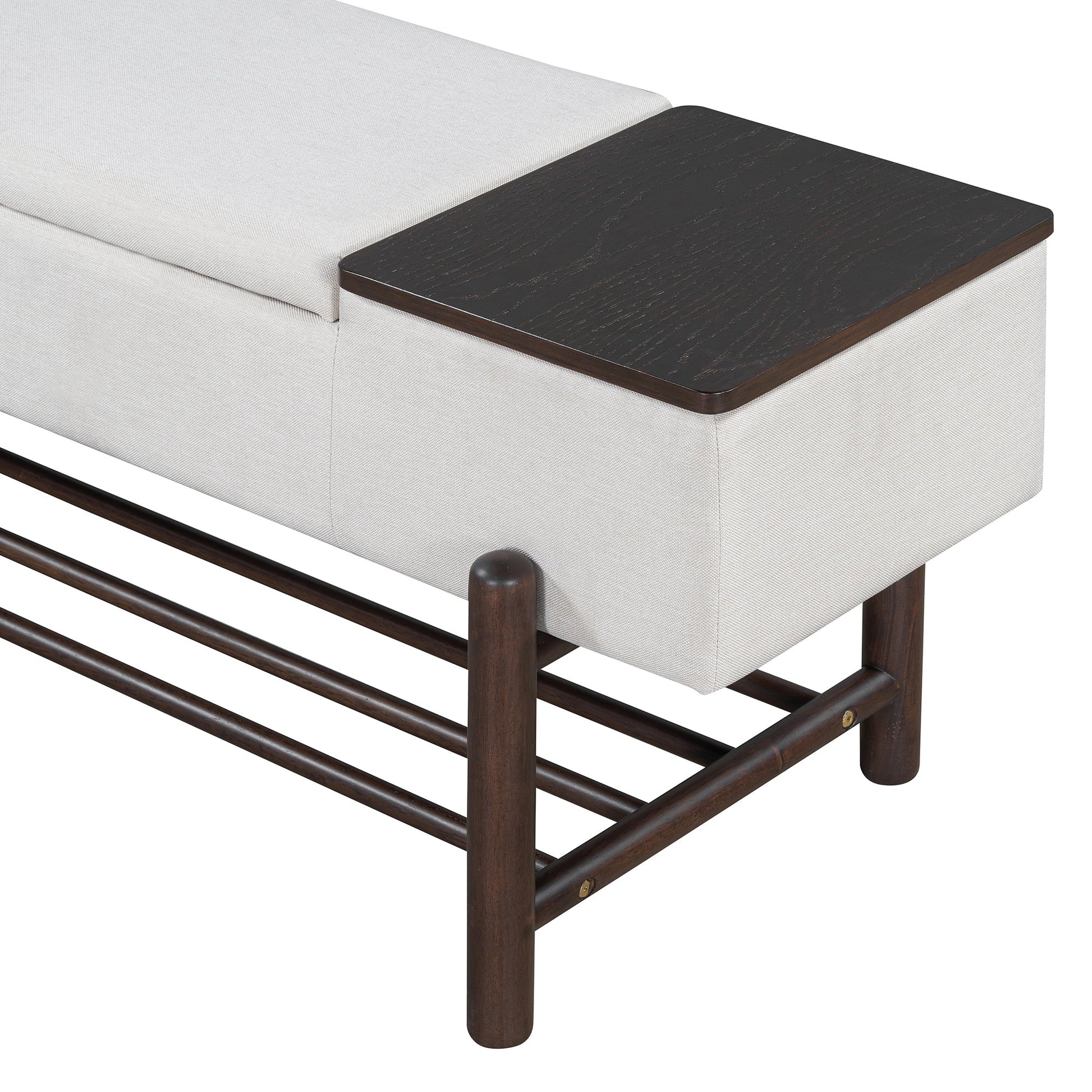 TREXM Farmhouse Upholstered Storage Bench with Hidden Compartment, Modern Entryway Bench for Living Room, Entryway, and Hallways (Espresso) - 1st Choice Furniture Direct