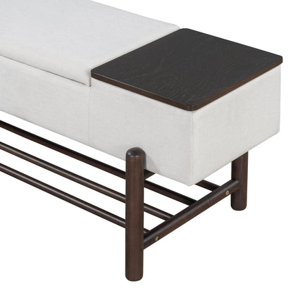TREXM Farmhouse Upholstered Storage Bench with Hidden Compartment, Modern Entryway Bench for Living Room, Entryway, and Hallways (Espresso) - 1st Choice Furniture Direct