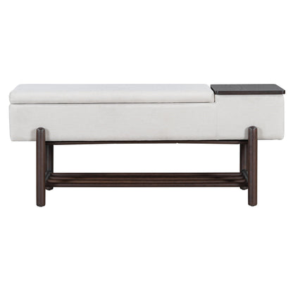 TREXM Farmhouse Upholstered Storage Bench with Hidden Compartment, Modern Entryway Bench for Living Room, Entryway, and Hallways (Espresso) - 1st Choice Furniture Direct