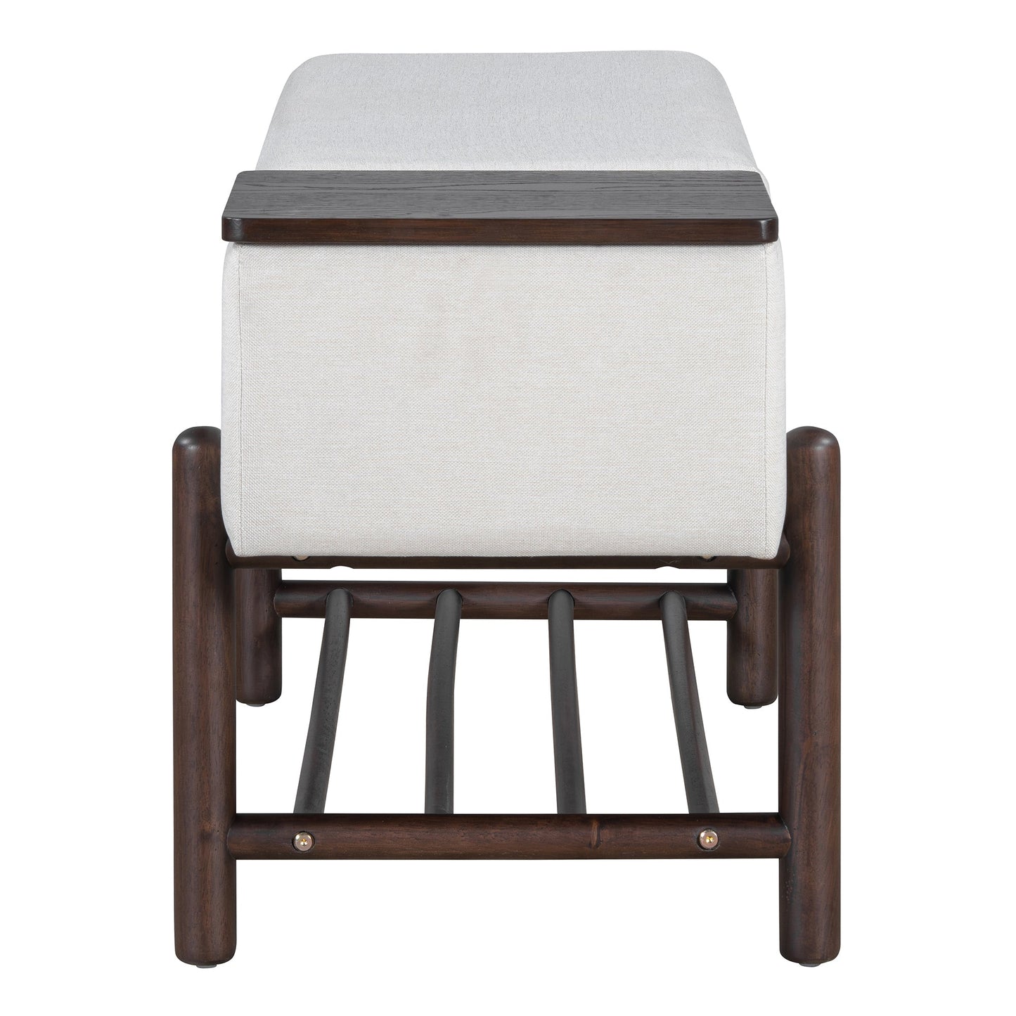 TREXM Farmhouse Upholstered Storage Bench with Hidden Compartment, Modern Entryway Bench for Living Room, Entryway, and Hallways (Espresso) - 1st Choice Furniture Direct