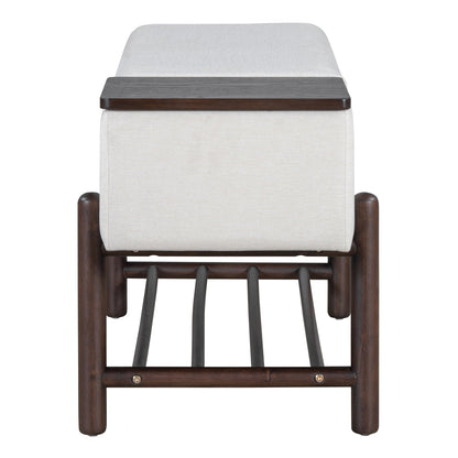 TREXM Farmhouse Upholstered Storage Bench with Hidden Compartment, Modern Entryway Bench for Living Room, Entryway, and Hallways (Espresso) - 1st Choice Furniture Direct