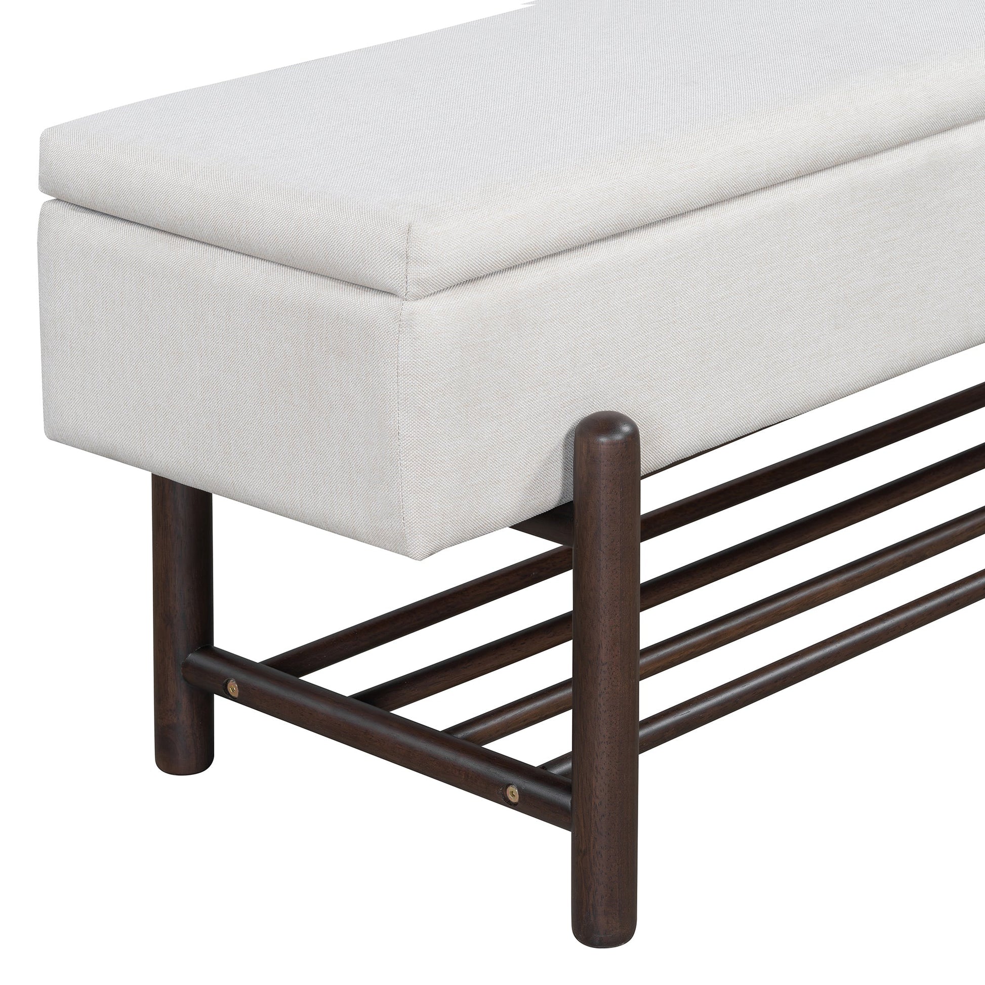 TREXM Farmhouse Upholstered Storage Bench with Hidden Compartment, Modern Entryway Bench for Living Room, Entryway, and Hallways (Espresso) - 1st Choice Furniture Direct