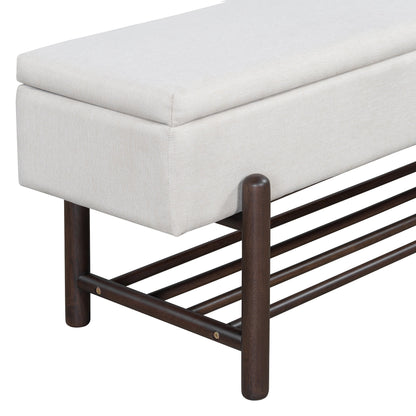 TREXM Farmhouse Upholstered Storage Bench with Hidden Compartment, Modern Entryway Bench for Living Room, Entryway, and Hallways (Espresso) - 1st Choice Furniture Direct