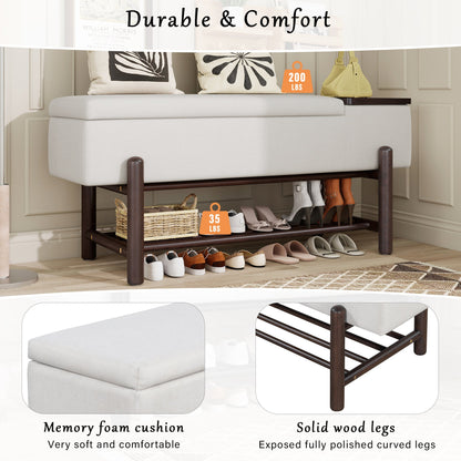 TREXM Farmhouse Upholstered Storage Bench with Hidden Compartment, Modern Entryway Bench for Living Room, Entryway, and Hallways (Espresso) - 1st Choice Furniture Direct