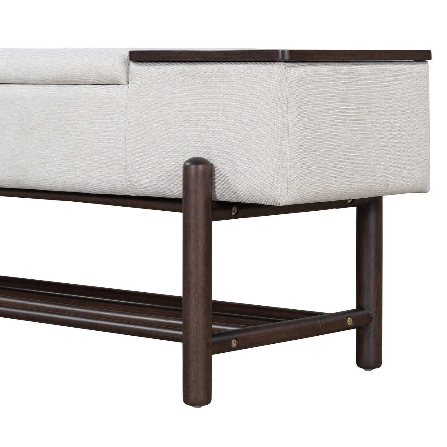 TREXM Farmhouse Upholstered Storage Bench with Hidden Compartment, Modern Entryway Bench for Living Room, Entryway, and Hallways (Espresso) - 1st Choice Furniture Direct