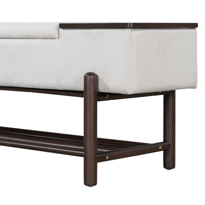 TREXM Farmhouse Upholstered Storage Bench with Hidden Compartment, Modern Entryway Bench for Living Room, Entryway, and Hallways (Espresso) - 1st Choice Furniture Direct