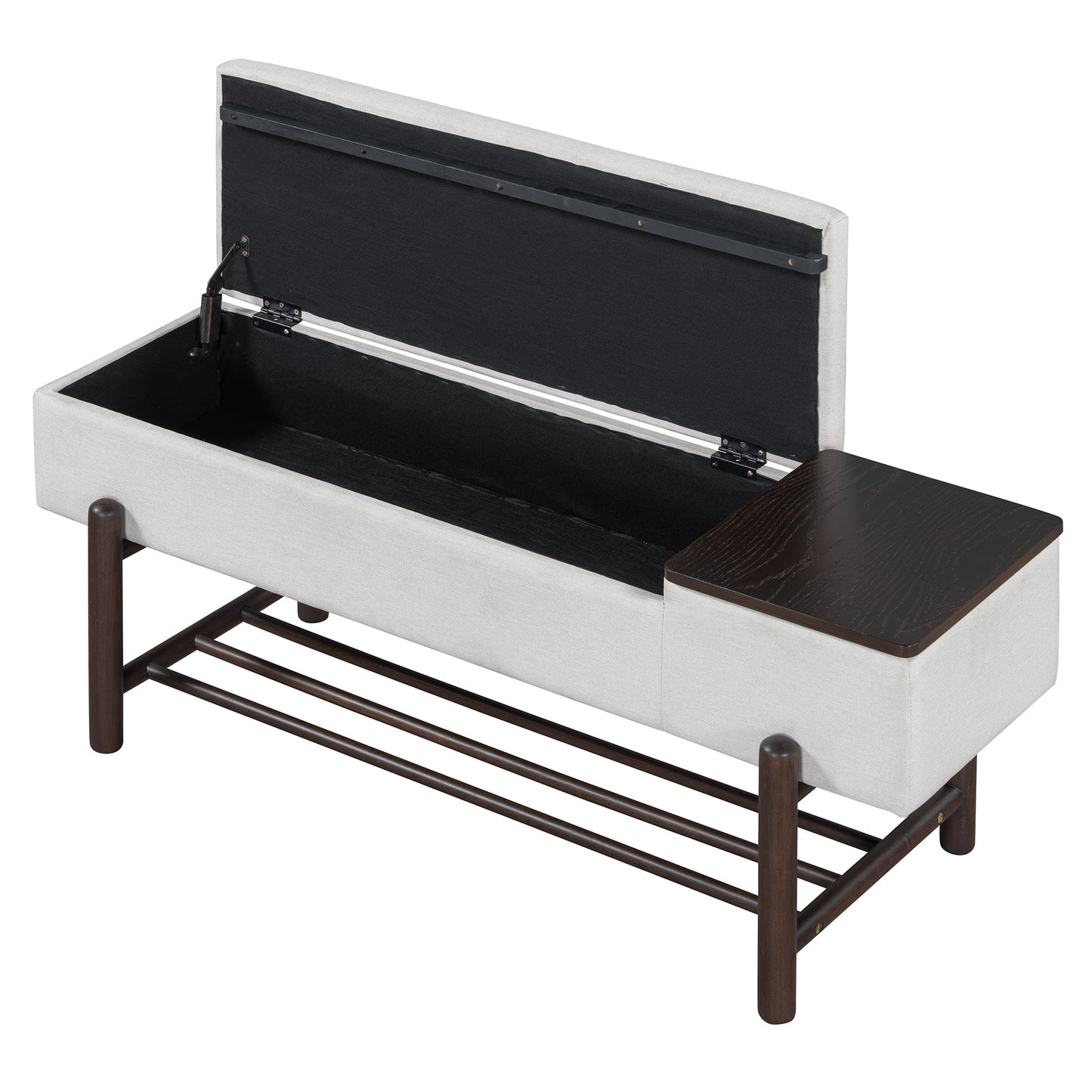 TREXM Farmhouse Upholstered Storage Bench with Hidden Compartment, Modern Entryway Bench for Living Room, Entryway, and Hallways (Espresso) - 1st Choice Furniture Direct
