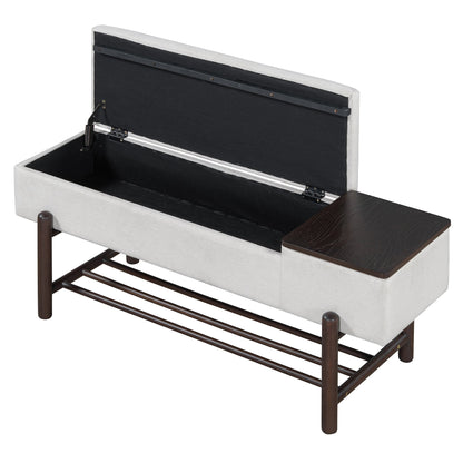 TREXM Farmhouse Upholstered Storage Bench with Hidden Compartment, Modern Entryway Bench for Living Room, Entryway, and Hallways (Espresso) - 1st Choice Furniture Direct
