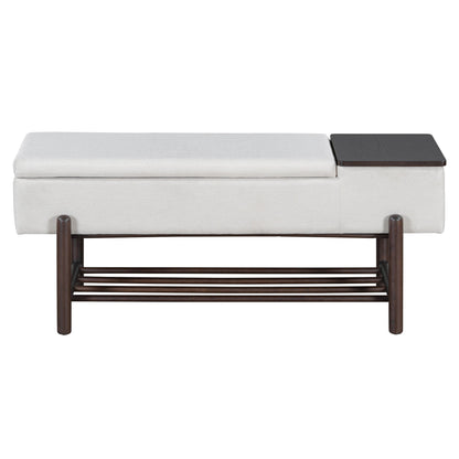 TREXM Farmhouse Upholstered Storage Bench with Hidden Compartment, Modern Entryway Bench for Living Room, Entryway, and Hallways (Espresso) - 1st Choice Furniture Direct