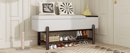 TREXM Farmhouse Upholstered Storage Bench with Hidden Compartment, Modern Entryway Bench for Living Room, Entryway, and Hallways (Espresso) - 1st Choice Furniture Direct