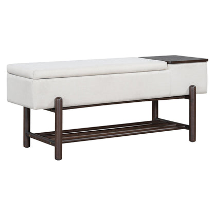 TREXM Farmhouse Upholstered Storage Bench with Hidden Compartment, Modern Entryway Bench for Living Room, Entryway, and Hallways (Espresso) - 1st Choice Furniture Direct