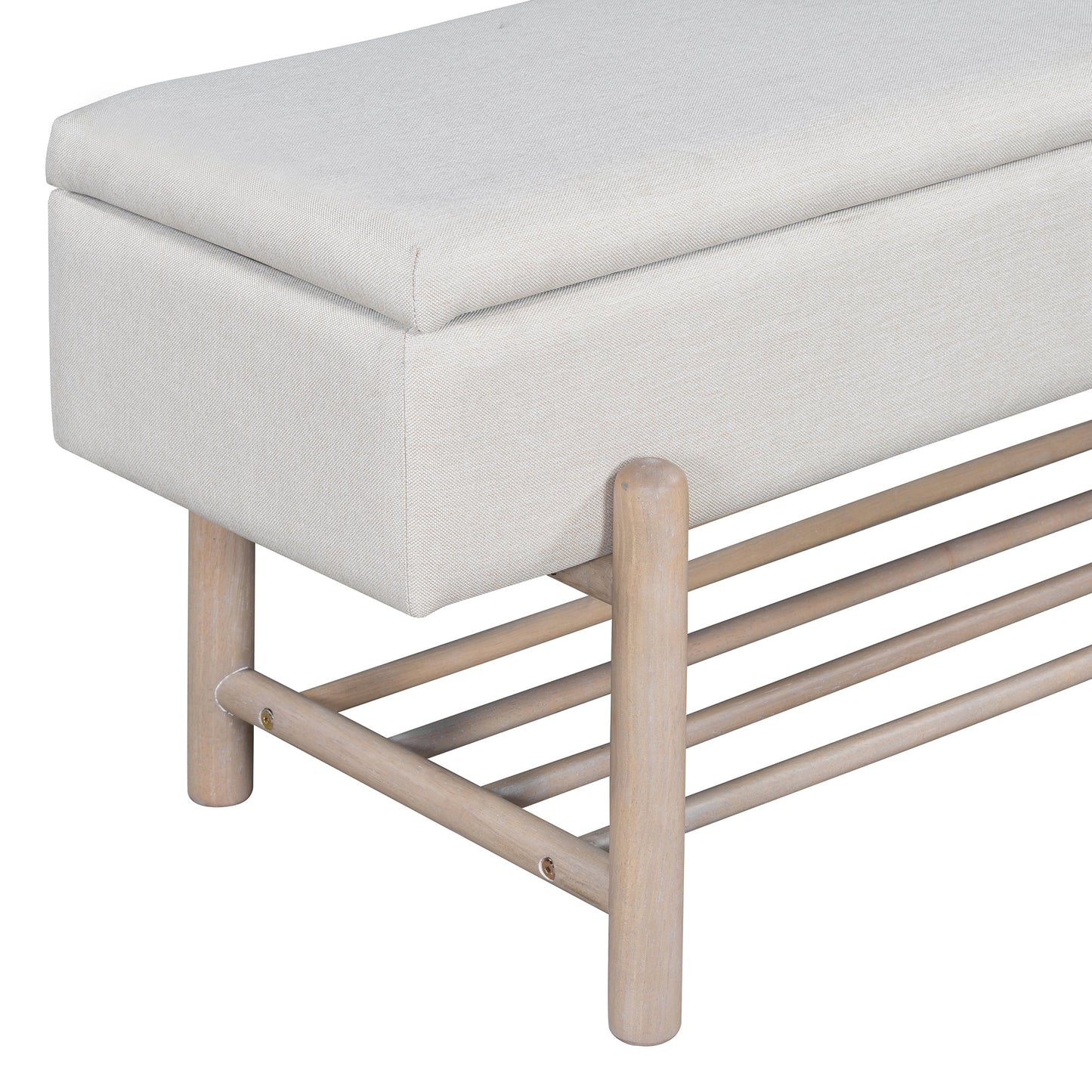 TREXM Farmhouse Upholstered Storage Bench with Hidden Compartment, Modern Entryway Bench for Living Room, Entryway, and Hallways (Natural) - 1st Choice Furniture Direct