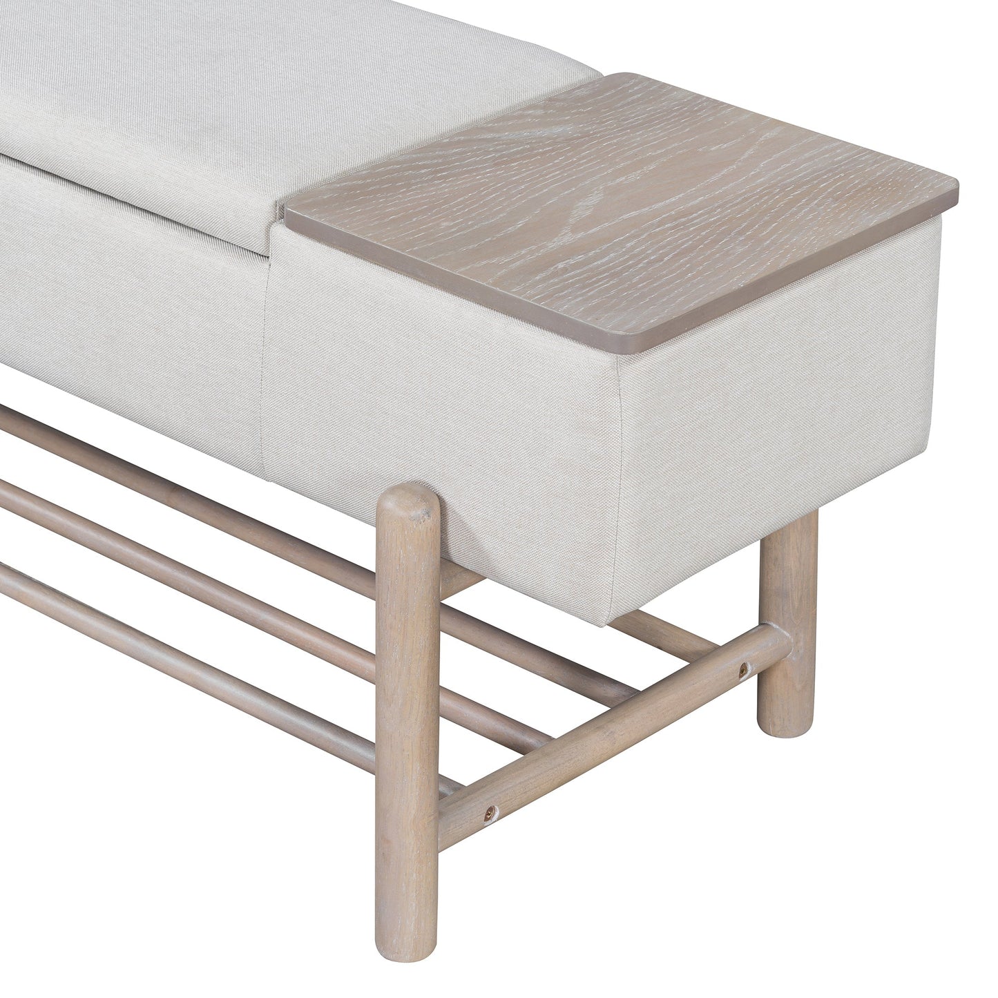 TREXM Farmhouse Upholstered Storage Bench with Hidden Compartment, Modern Entryway Bench for Living Room, Entryway, and Hallways (Natural) - 1st Choice Furniture Direct