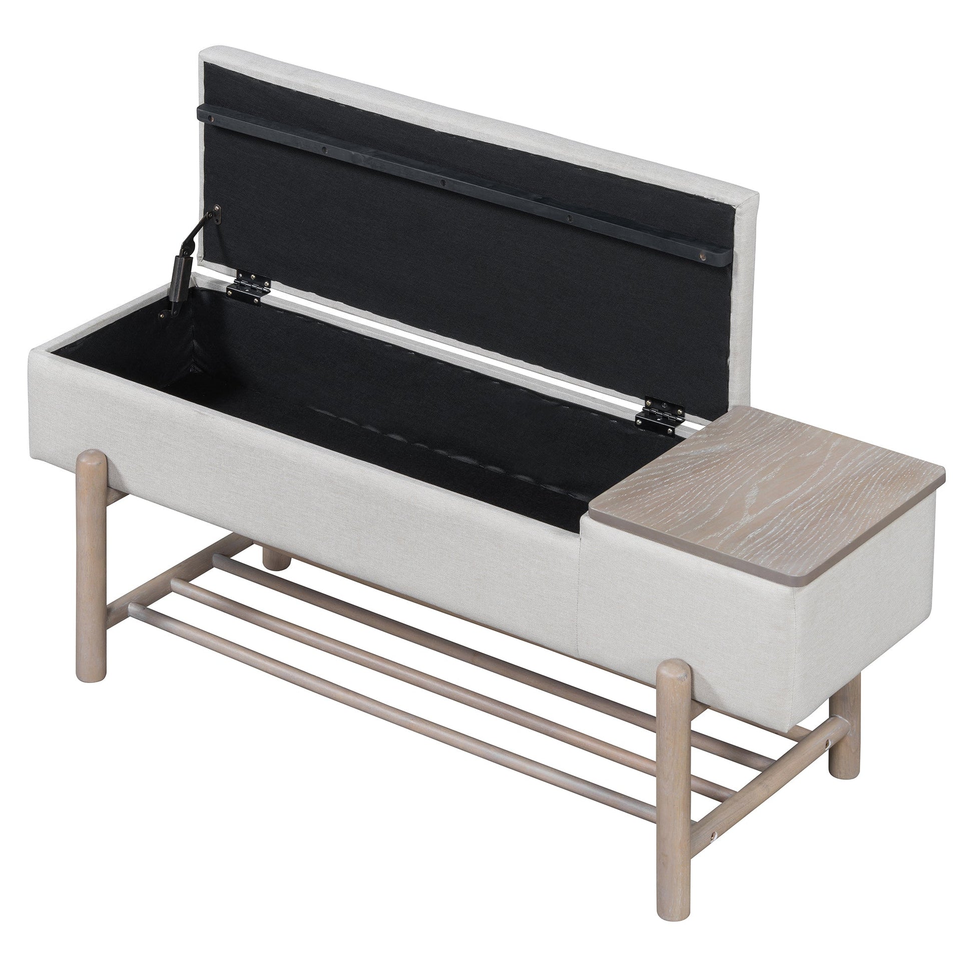 TREXM Farmhouse Upholstered Storage Bench with Hidden Compartment, Modern Entryway Bench for Living Room, Entryway, and Hallways (Natural) - 1st Choice Furniture Direct